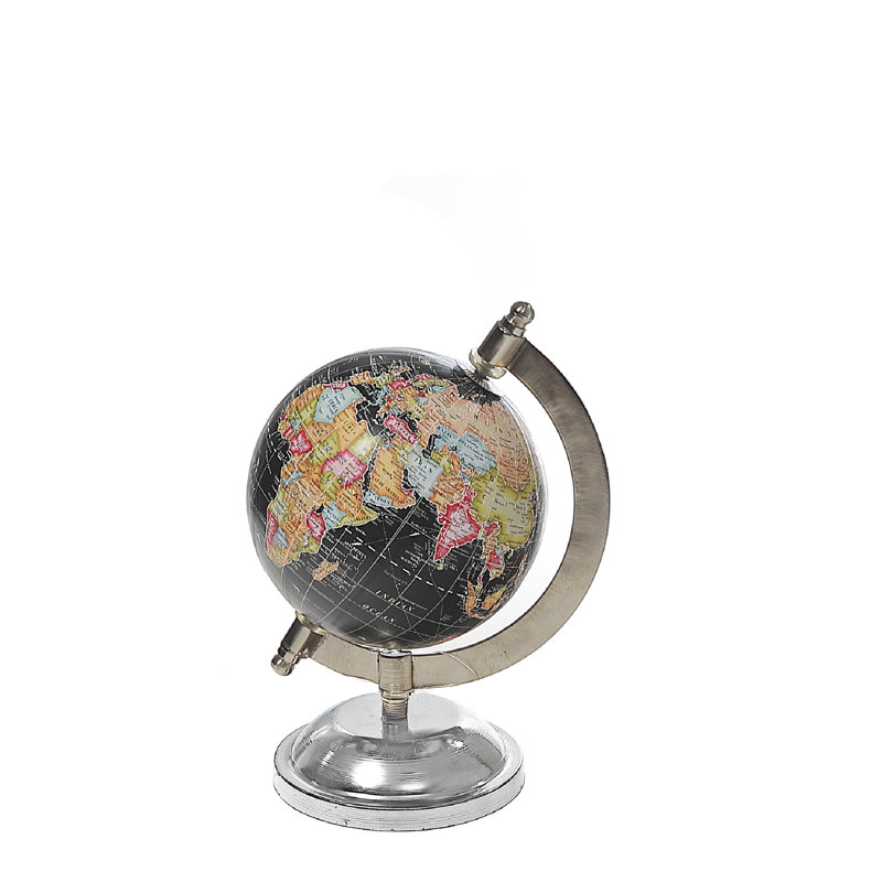 Globe terrestre en plastique / acrylique Ih Casadecor, H 6,5 po x l 4 po x P 4 po, Noir