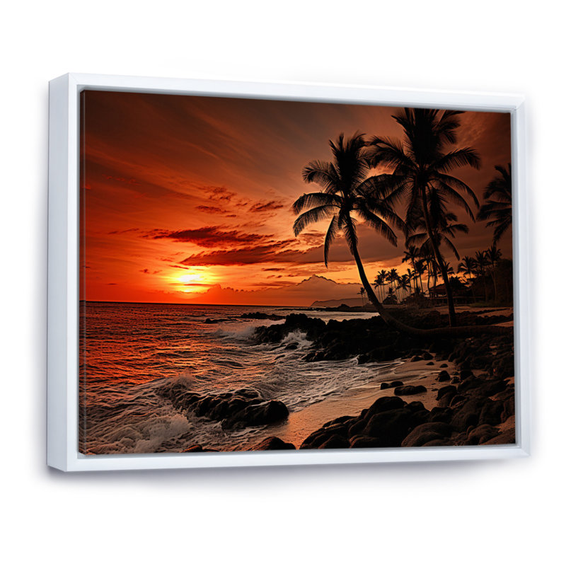 «Hawaii Sunset Serenade II», reproduction sur toile, H 30 po x l 40 po x P 1,5 po, Cadre flottant blanc