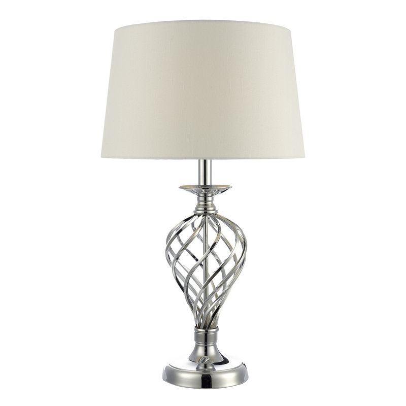 Estelle Metal Table Lamp, Polished Chrome/Ivory