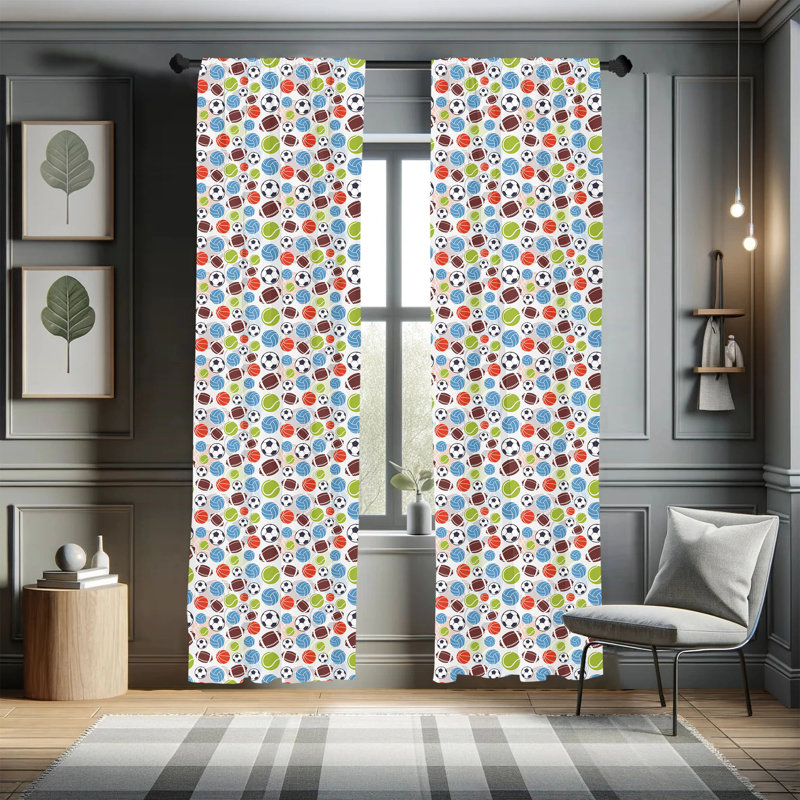 Sport Curtains Semi-Sheer Rod Pocket Sliding Panel, 28" x 95"