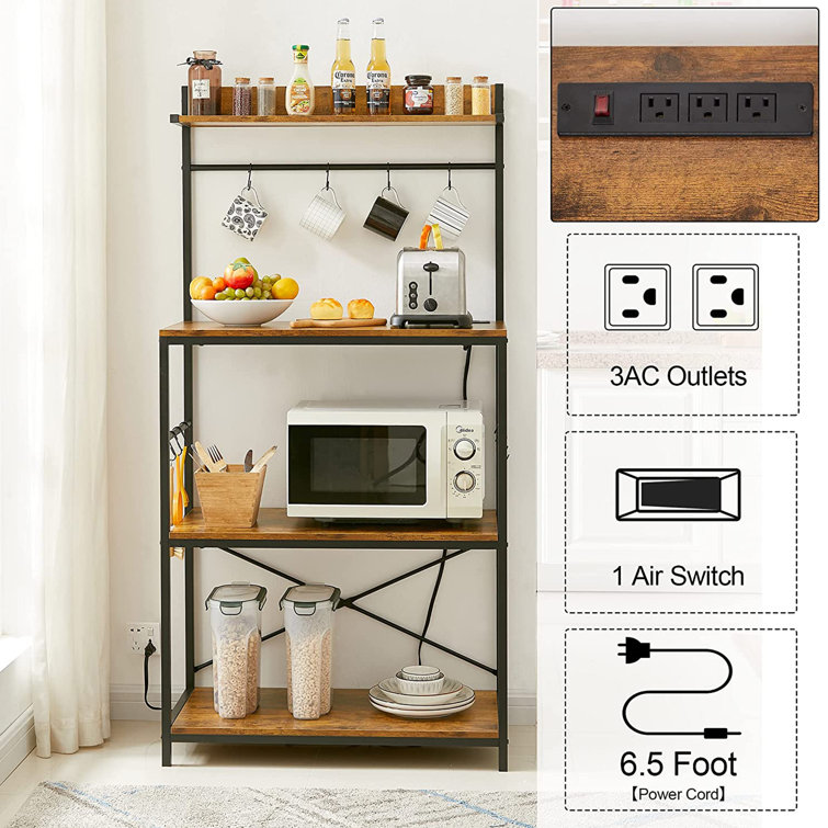 3-Tier Kitchen Cart Baker's Rack Multifunction Rolling Microwave Oven Stand  Utility Storage Shelf with Metal Frame