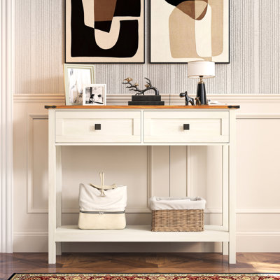 Rustic Console Table, 2 Drawer And Bottom Shelf Storage For Entryway, Metal Handles Decor Entryway Table With Drawers Shelf, Furniture,