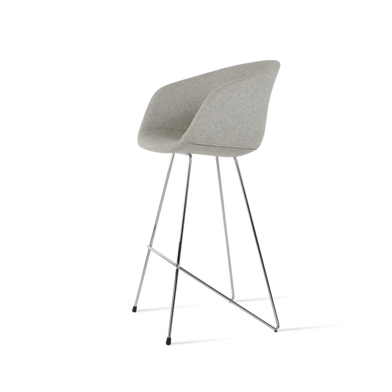Tabouret de bar et de comptoir Tribeca Cattelan, Tabouret de bar (siège d'une hauteur de 29 po), Laine argentée