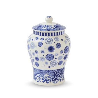 Spode - Vase bleu italien - Brocato - 5 po - Blanc bleu