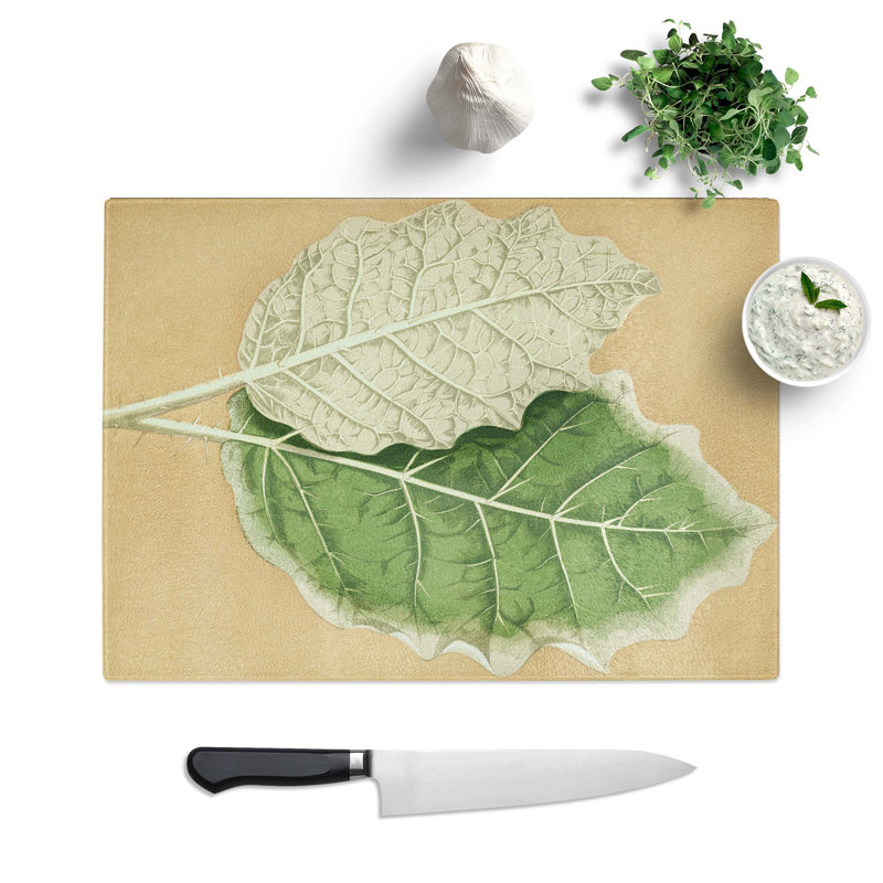 Tempered Glass Nightshade Leaves by Benjamin Fawcett Chopping Board, 39 cm W x 28.5 cm L