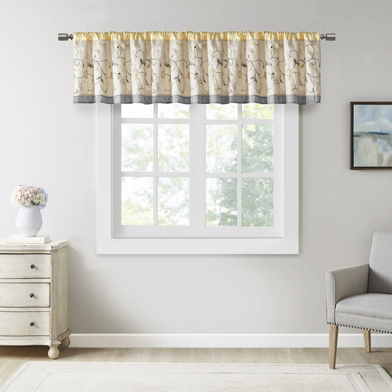 Embroidered Window Valance Red 50X18", Red