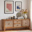 Meuble télé 60 po Mid-Century, console en rotin Boho avec rangement, centre multimédia pour le salon