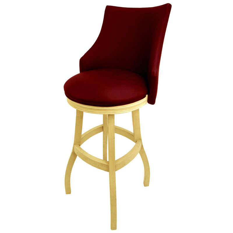 Tabouret pivotant en bois Ridfortore, Beige, Rouge, Tabouret de bar (hauteur du siège 34 po)