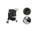 Poussette pour animaux de luxe à 3 roues avec frein, auvent, porte-gobelets (noir)