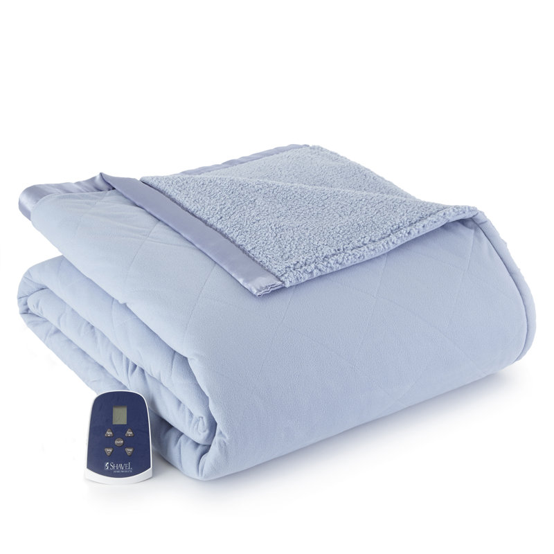 Couverture électrique en sherpa Micro Flannel®, Simple, Wedgewood