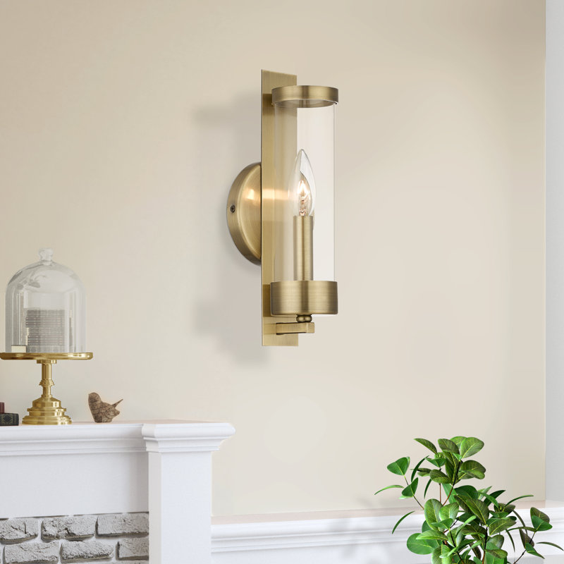 Bernd Steel Candle Wall Light, Antique Brass