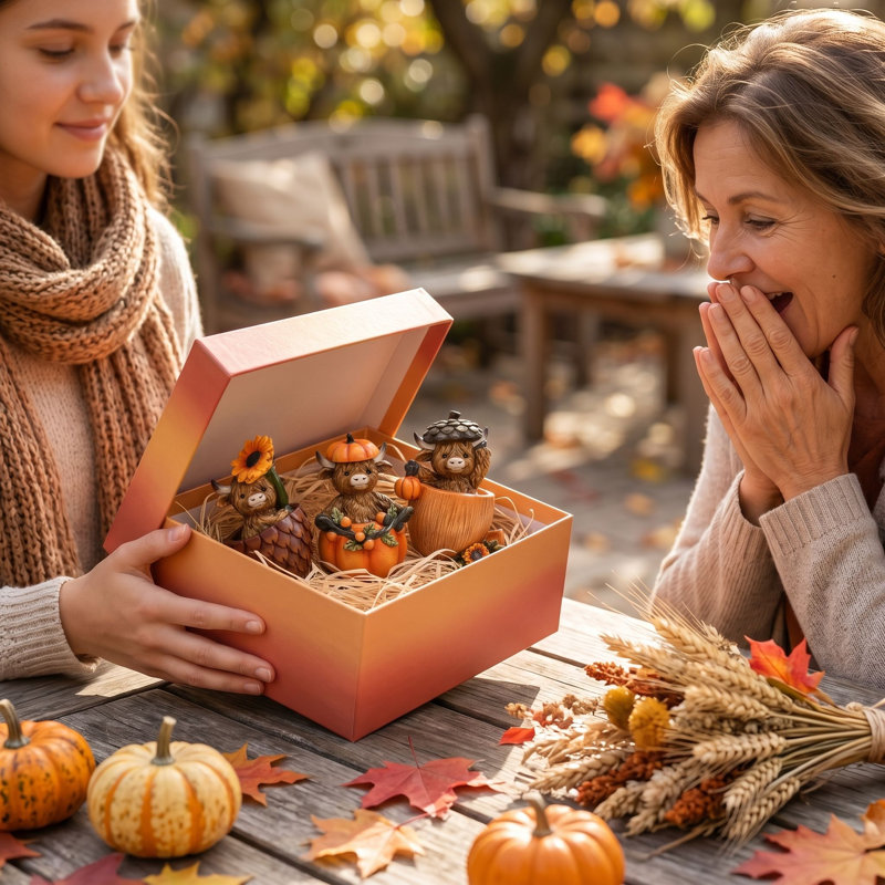  Ensemble de 3 figurines de jardin en résine d'automne pour les décorations d'automne d'Halloween, 4,3 pouces