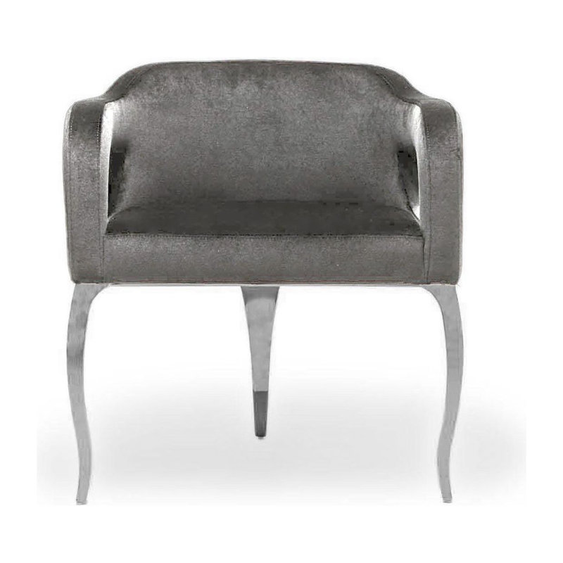 Iseminger 19'' H Velvet Upholstered Armchair, Silver, Gray