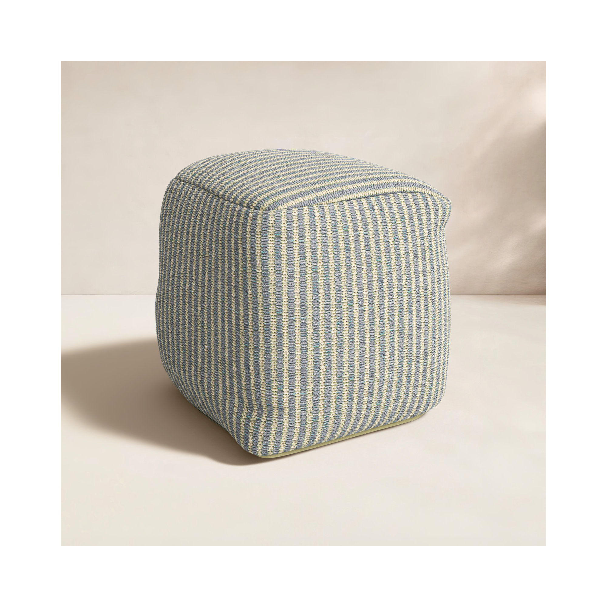 Borislava Outdoor Ottoman with Cushion, Icy Blue