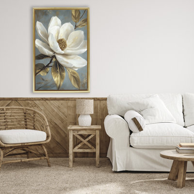Cadre flottant fleuri Magnolia blanc fleuri, design par Petal Prints Design