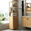Grande armoire de rangement avec porte à volets et 3 tablettes, armoire de rangement autoportante en lin