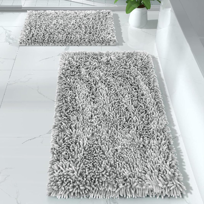Eilee Memory Foam Bath Rug Set, 24'' W x 44.1'' L, Light Gray