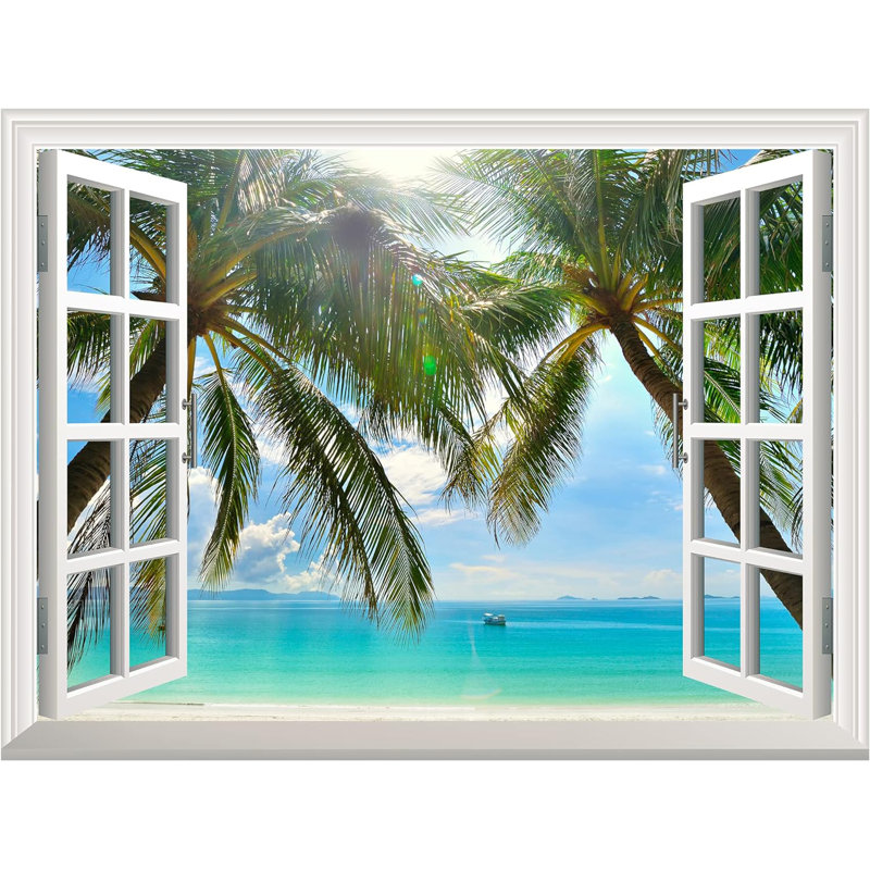 Natural Scenery View From White Window Wall Mural