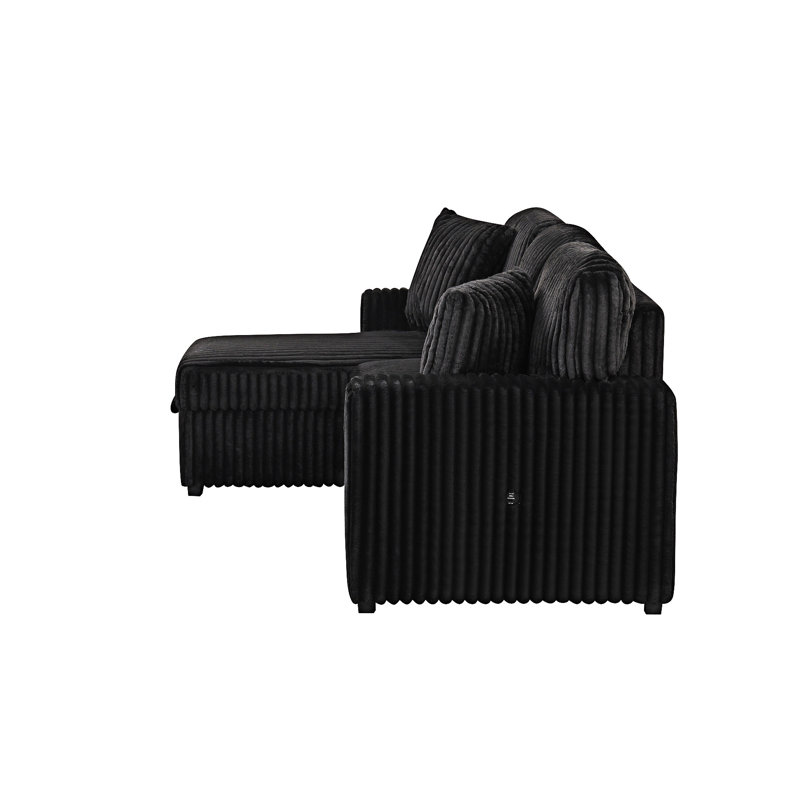 Canapé modulaire avec canapé-lit, Noir
