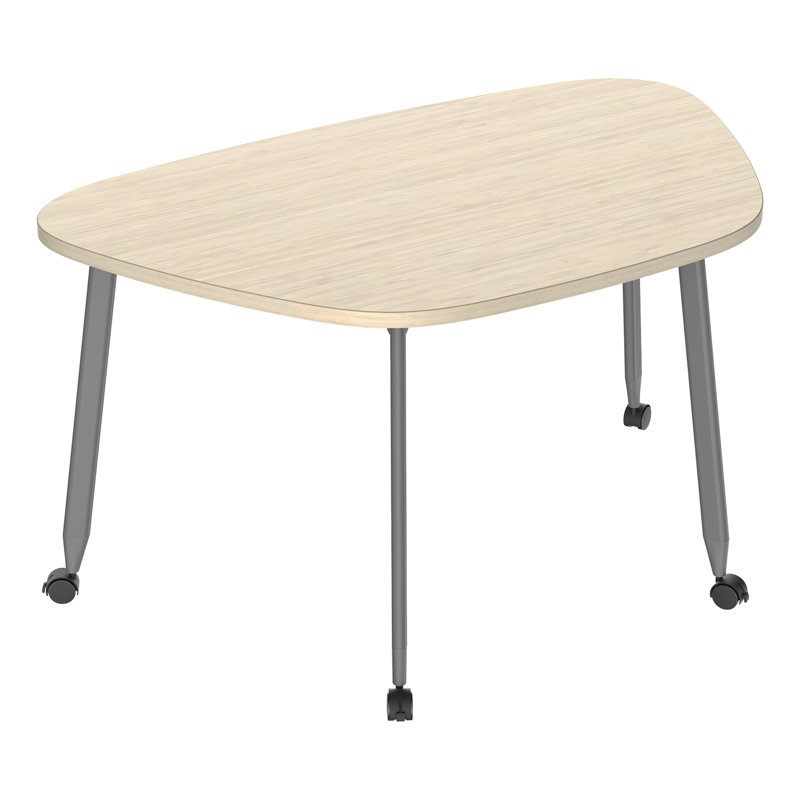 Table mobile trapézoïdale arrondie - travail d'équipe interactif et polyvalent, Beige