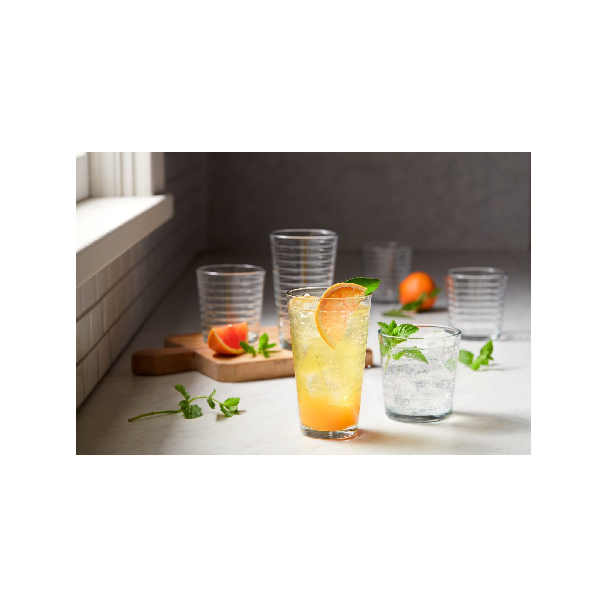 Libbey Hoops 16-Piece Tumbler and Rocks Glass Set