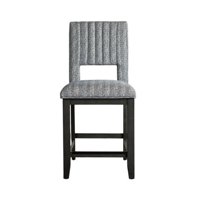 Ensemble de 2 chaises à hauteur de comptoir Manny, siège et dossier en tissu gris bleuté
