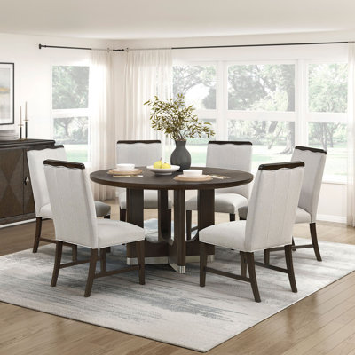Ensemble de salle à manger 7 pièces Modern Modern Brown Finish Brown Table