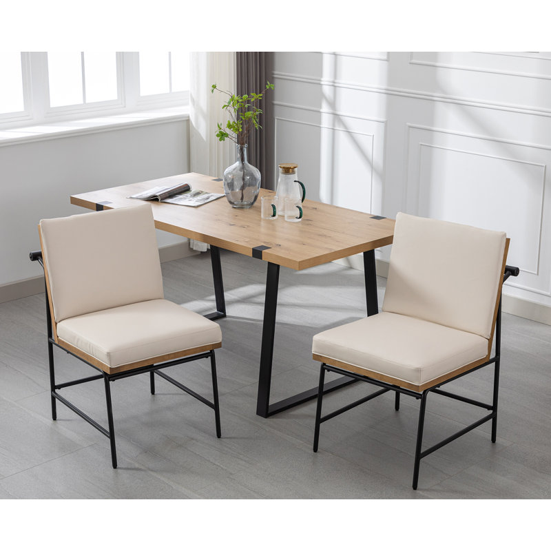 Rekiyah Upholstered Counter Stool with Metal Frame, Beige