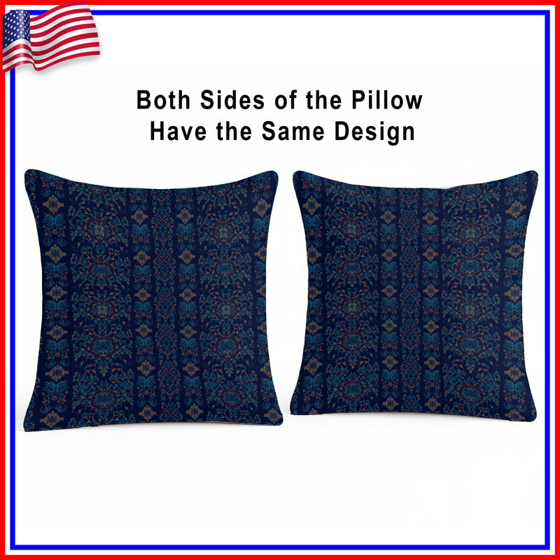 Coussins décoratifs bleus à motif damas, 20 x 20 pouces