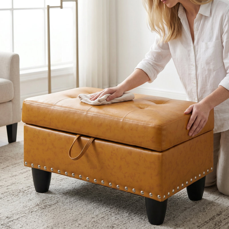 Repose-pieds avec rangement en simili cuir Ginger