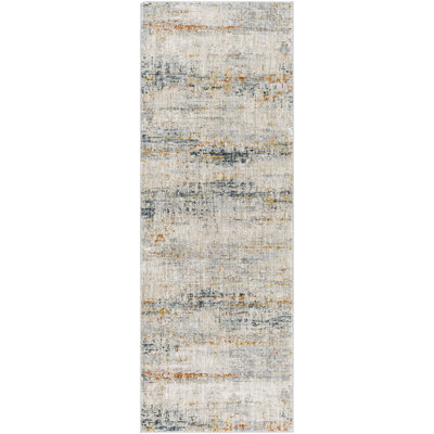 Tapis chameau / ivoire / bleu