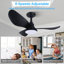 Ventilateur de plafond 32 pouces à 3 pales avec ensemble d'éclairage et télécommande, 3 lumières DEL, moteur à courant continu silencieux à 6 vitesses, minuterie
