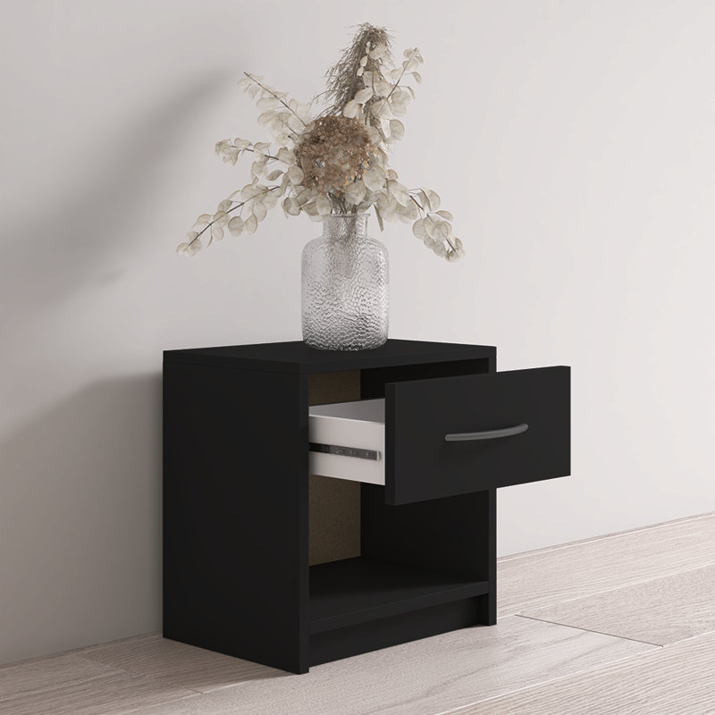 Vivette 15.2" Nightstand with Matte Finish, Black