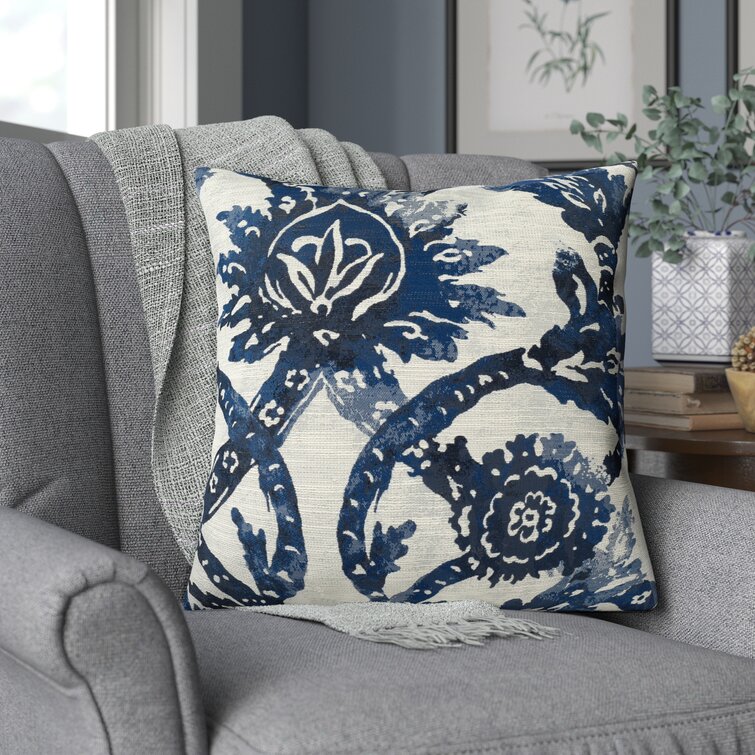 Lark Manor Sonny Throw Pillow Color: Navy Blue & Off-White