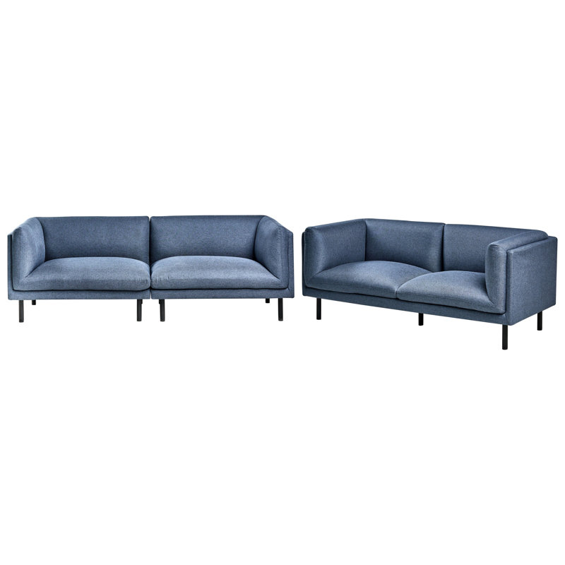 Living Room Set Suhayma Fabric 5 Seater, Dark Blue Polyester