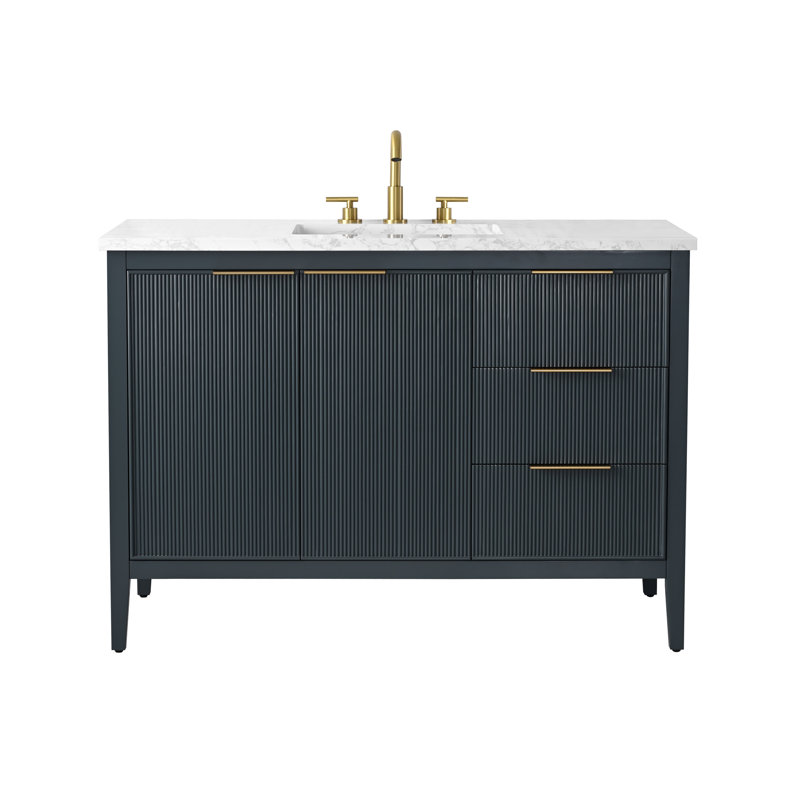 Emma 48" W Single Vanity, Vintage Blue/Brushed Bronze