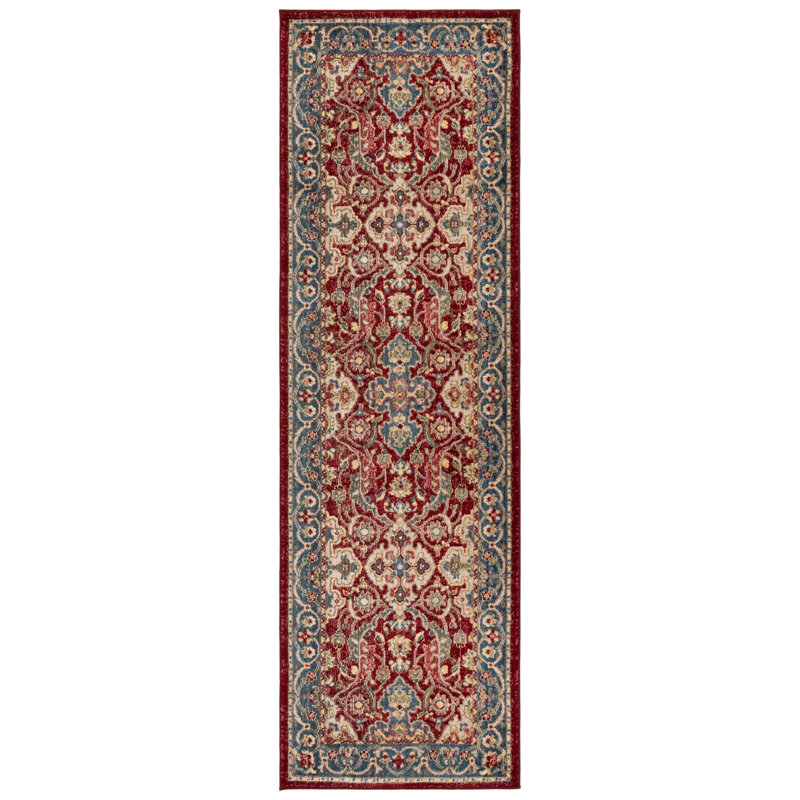 Bisen Performance Oriental Rug, Runner 2'6" x 8', Red/Blue