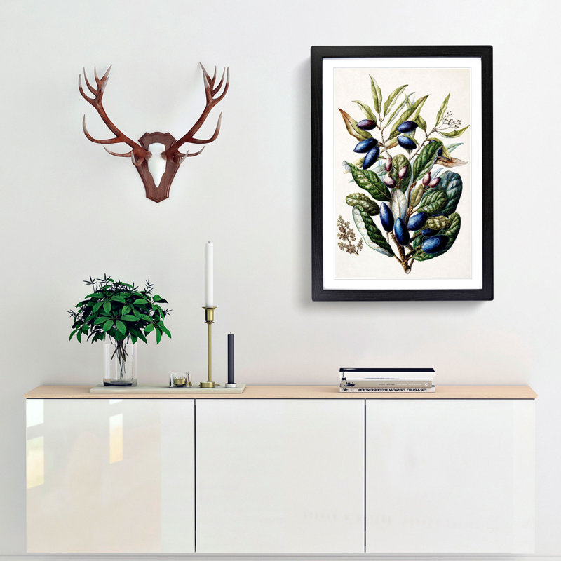 Beilschmiedia Taiaire Tawa Flowers by Sarah Featon - Picture Frame Painting, 50cm H x 35cm W x 2cm D, Black