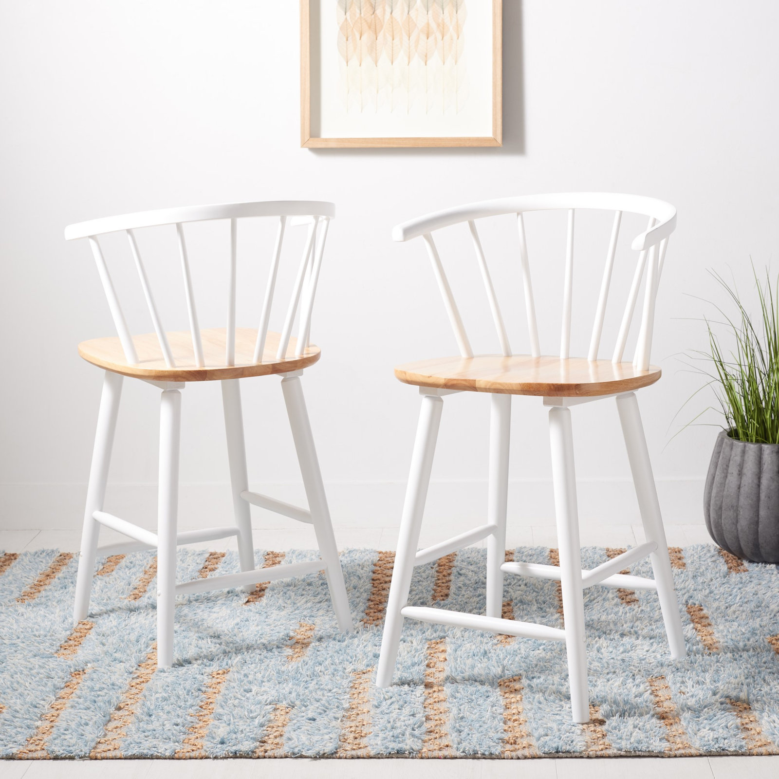 Sheffield Solid Wood Bar & Counter Stool, Counter Stool (23" Seat Height), Natural/White