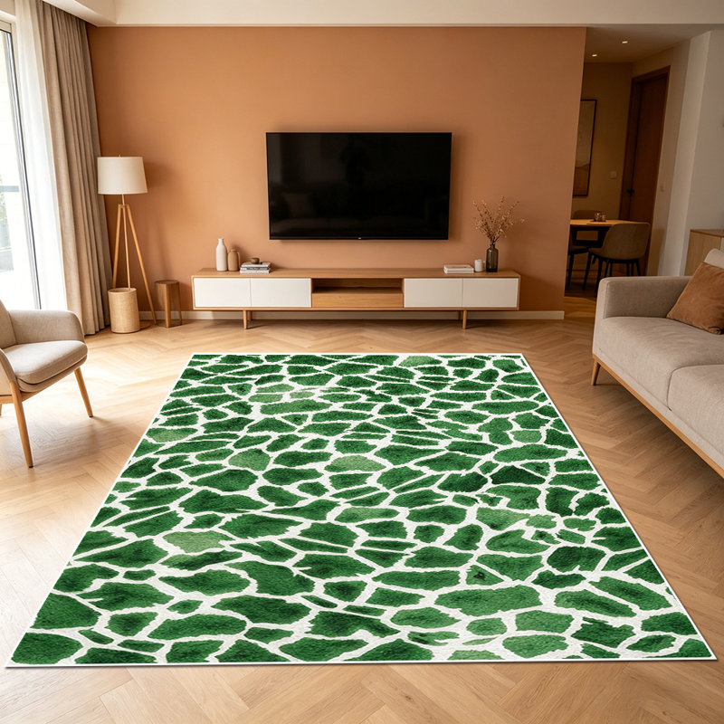 1PC green mosaic tile pattern area rugs, Soft and Comfortable, easy-to-maintain, machine washable Indoor floor mat, suitable for living room, bedroom, entryway, patio, balcony, kitchen, Home Decor, Outdoor Decor.