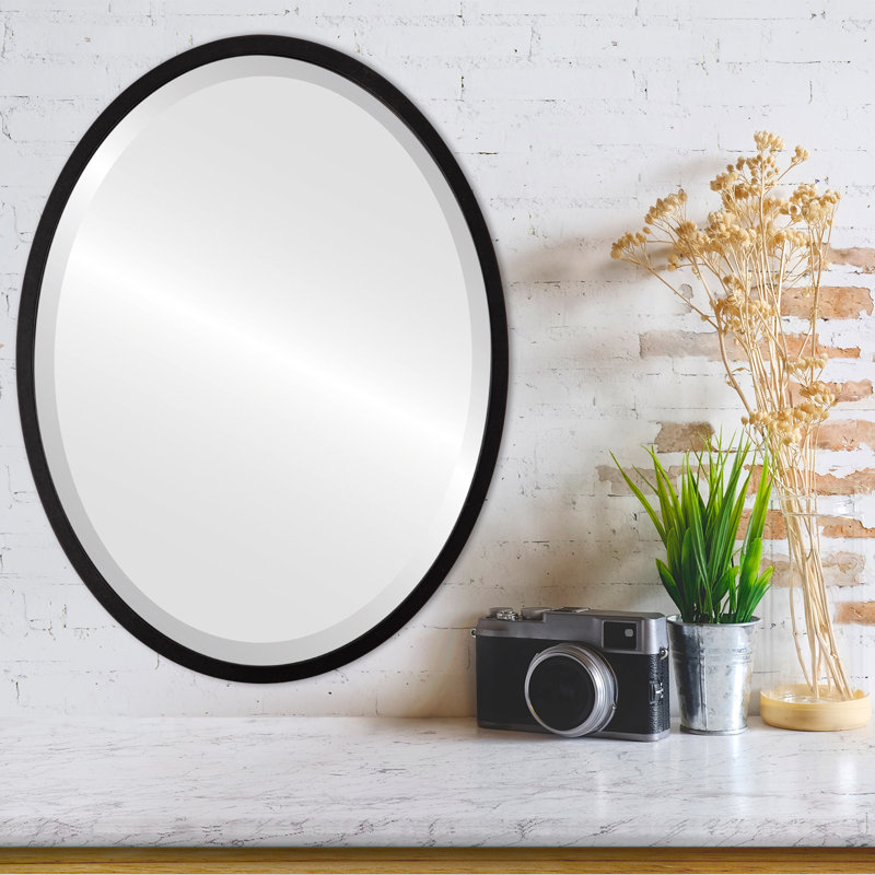 Javion Engineered Wood Flat Wall Mirror, 17.12" H x 21.12" W, Matte Black