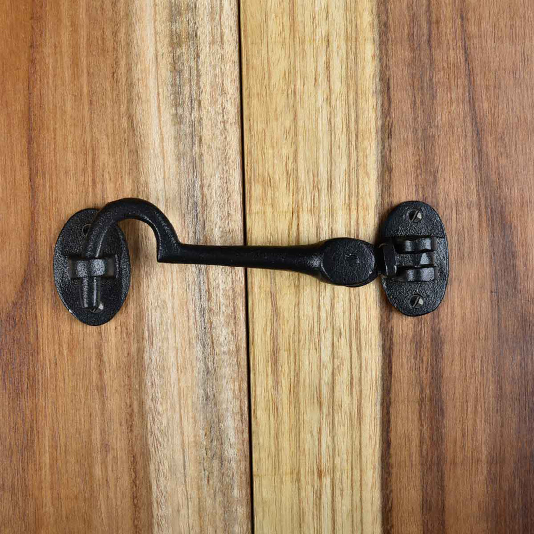 Black Wrought Iron Cabin Hook Eye Bolt 4.5" Swivel Style Renovators Supply The Renovators Supply Inc.