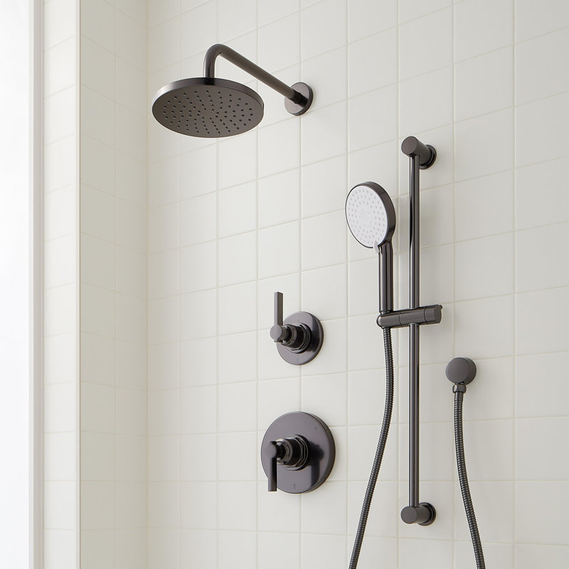 Greyfield Pressure Balance Shower System with Slide Bar and Hand Shower, Gunmetal