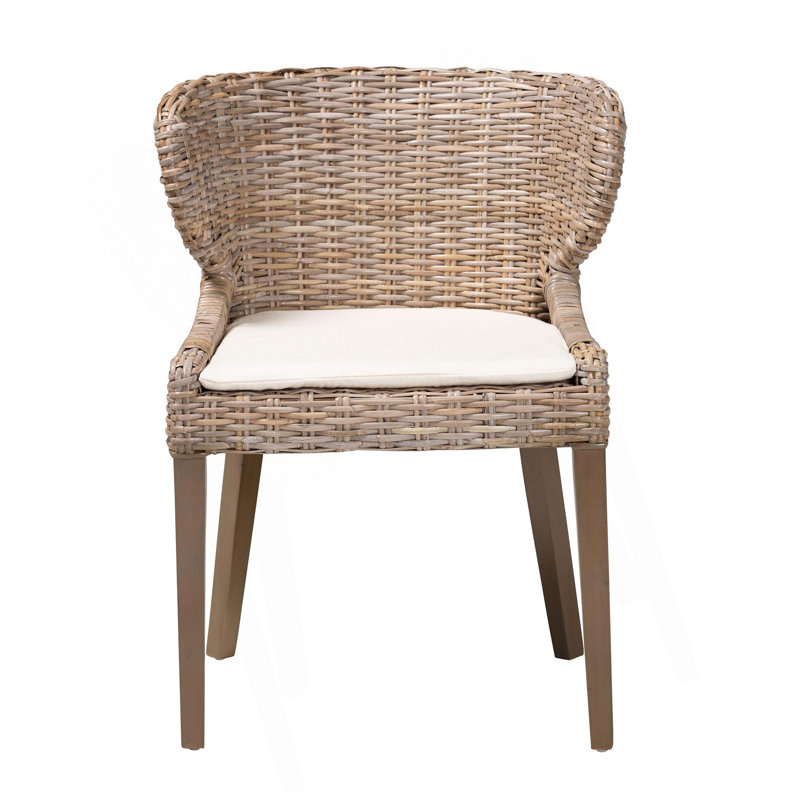 Chaise de salle à manger bohémienne en rotin naturel et bois d'acajou Kubu