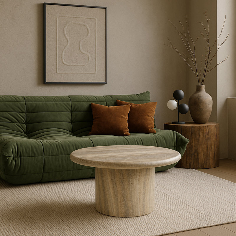 Table basse Emara, Travertin, H 14 po x L 23,5 po x l 23,5 po