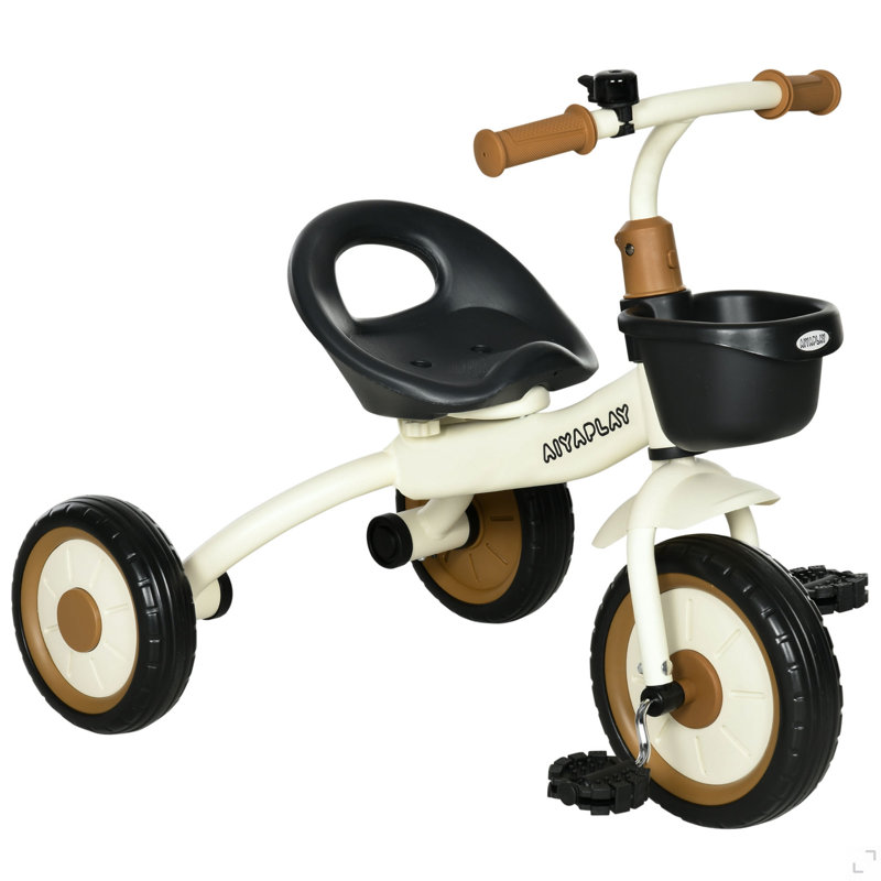 Tricycle pour enfants de 2 à 5 ans avec siège réglable, vélo pour tout-petits pour enfants avec panier, sonnette, poignées de guidon