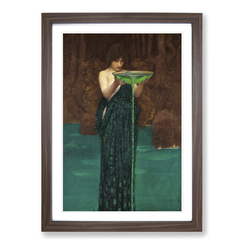 Circe Invidiosa by John William Waterhouse - Picture Frame Painting on MDF, Walnut Framed, 48cm H x 36cm W x 2cm D