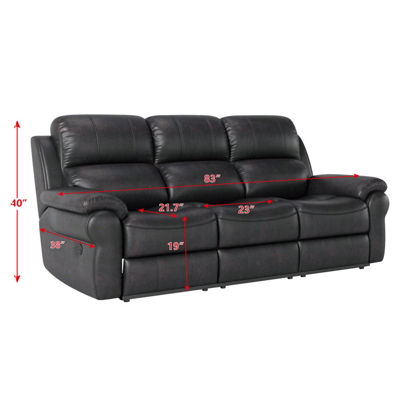 Breathable Fabric Power Reclining Sofa with Drop Down Table,USB Button and Wireless Charger, Espresso Faux Leather