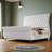 Tufted Wingback Velvet Platform Bed with Nailhead Trim, Curved Sleigh Designing, King Size-269358084