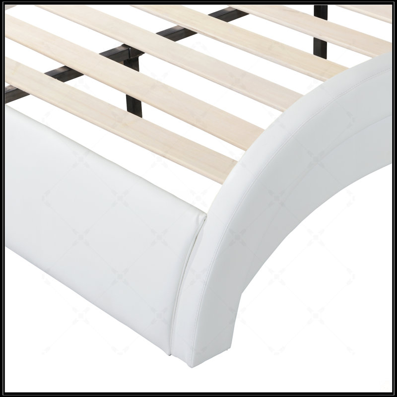 Structure de lit tapissier en similicuir avec éclairage DEL